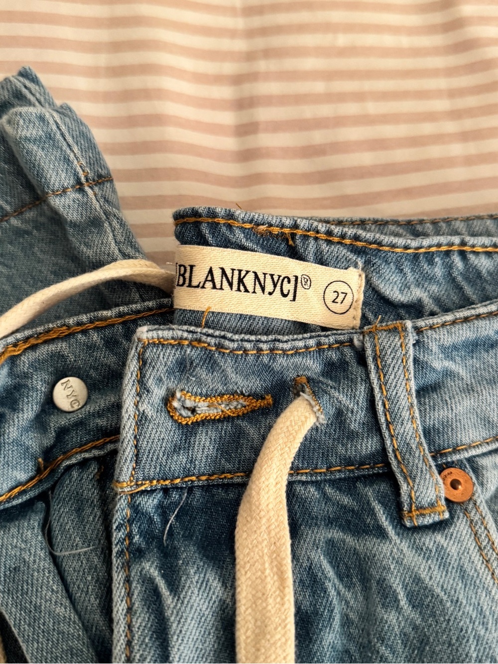 Blank NYC Light Wash High-Rise Drawstring Jeans